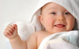Newborn baby in towel